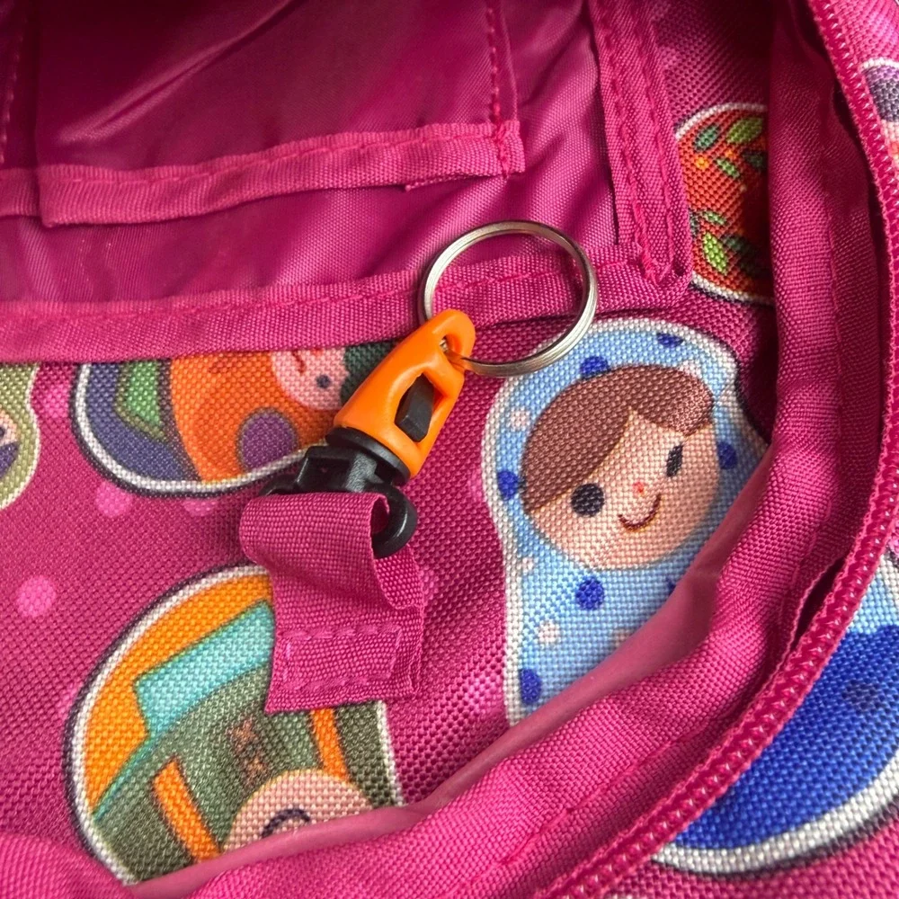 Totto Kids Pink Matryoshka Nesting Doll Print Backpack School Bag Travel
